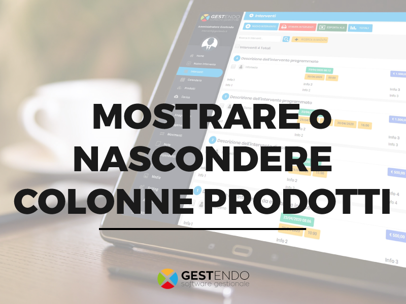 Mostrare / Nascondere colonne Prodotti